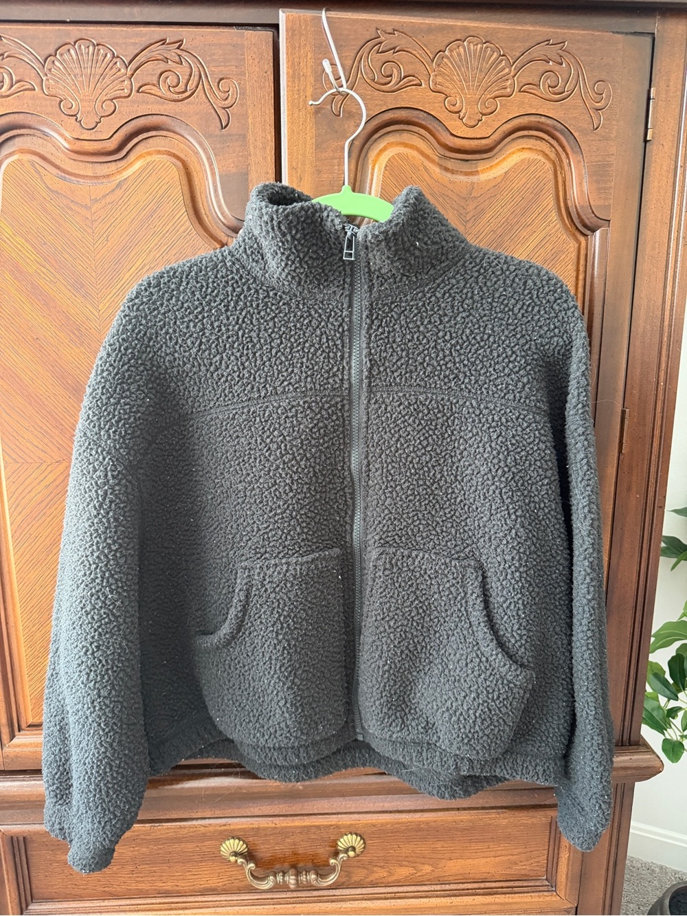 Old Navy Black Sherpa Zip Jacket